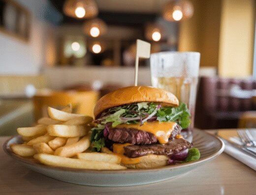 Photo du meilleur fast food à Saint-Pierre-du-Perray avec un burger et des frites