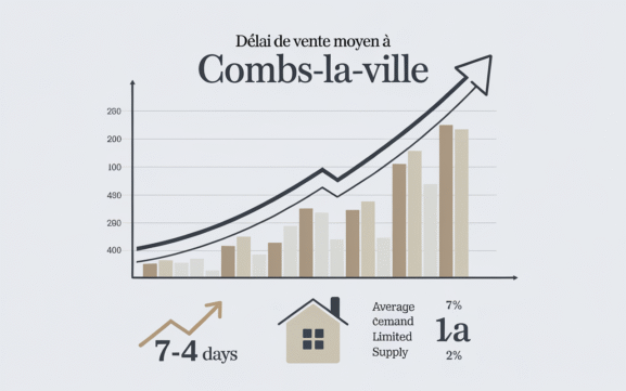 Graphique illustrant le délai de vente moyen des biens immobiliers à Combs-la-Ville